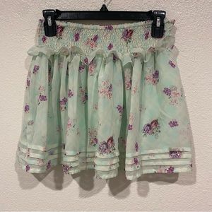 kids fire los angeles green & purple floral skater skirt